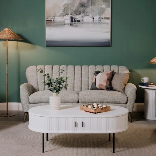 Harper 3 Seater Light Green Fabric Sofa at EZ Living Furniture.