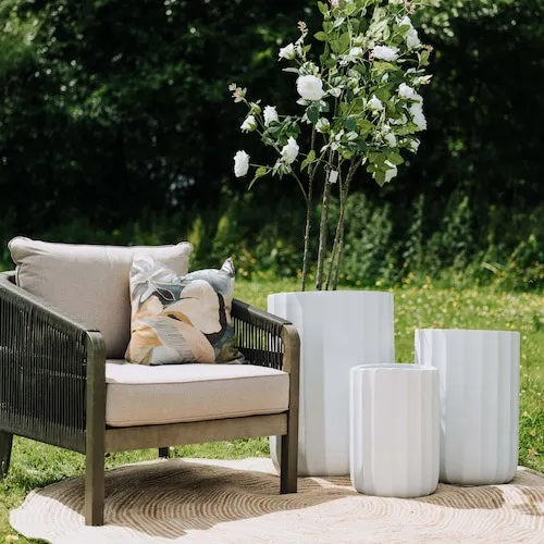 Prato Ribbed Clay Planters at EZ Living Furniture.