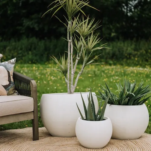 Salerno Set of 3 Clay White Planters at EZ Living Furniture.