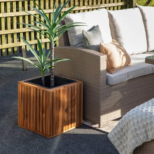 Santa Cruz Small Slat Wood Planter at EZ Living Furniture.
