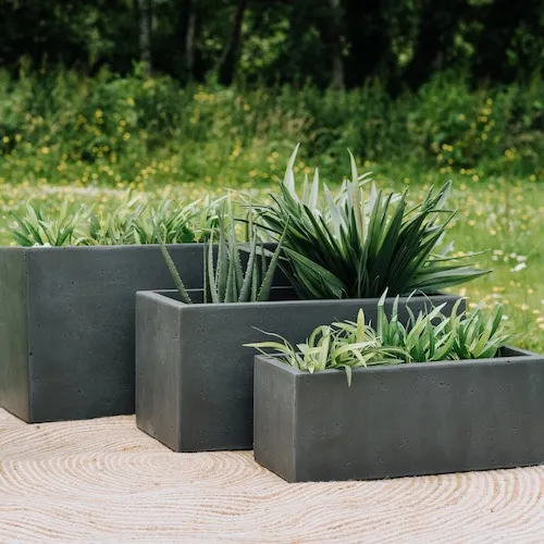 Sassari Set of 3 Clay Charcoal Planters at EZ Living Furniture.