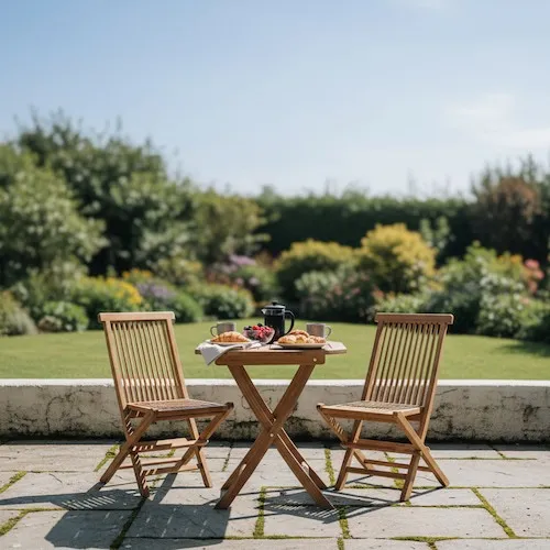 Lagos Set Of 2 Teak Folding Chairs & Table