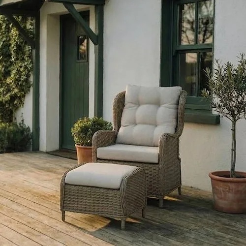 Laurel Rattan Garden Chair with footstool at EZ Living Furniture.