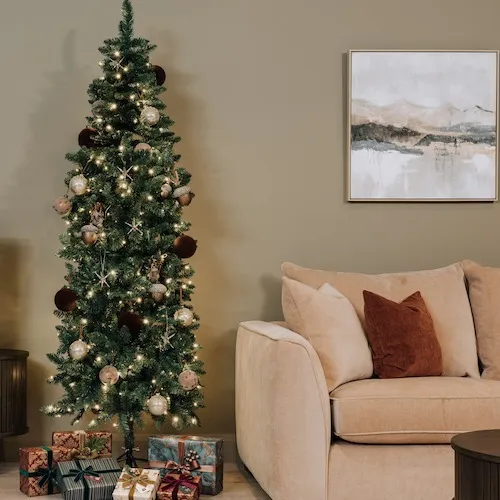 Pink Lucius Sofa at EZ Living Furniture with Noble Slim Christmas Tree - Pink Christmas Theme 2026