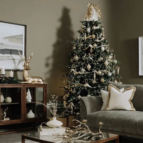 Gold Christmas theme at EZ Living Furniture.