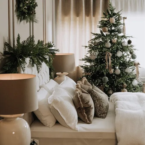 Rockerfeller Christmas Tree in bedroom at EZ Living Furniture.