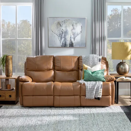 Groove 3 seater brown leather sofa from EZ Living Furniture.