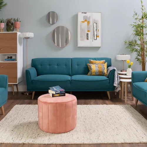 Capri Teal Fabric Sofa from EZ Living Furniture.