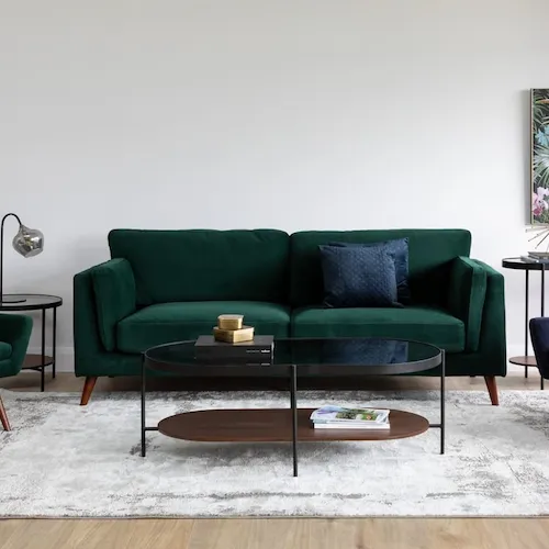Bellini green velvet sofa from EZ Living Furniture.