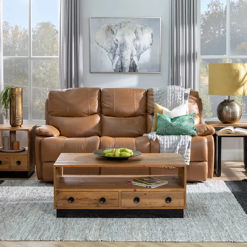 Groove 3 seater leather sofa from EZ Living Furniture.