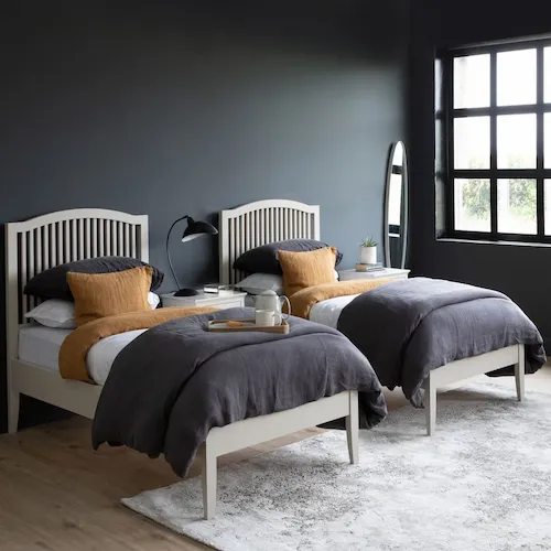 Grey room with Rivendale single bed frames from EZ Living Furniture.