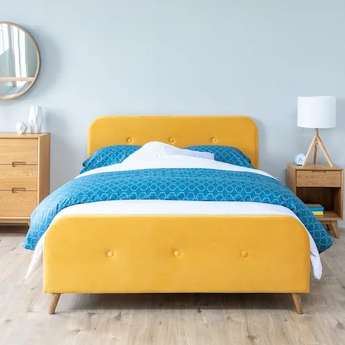 Serena yellow bed frame from EZ Living Furniture.
