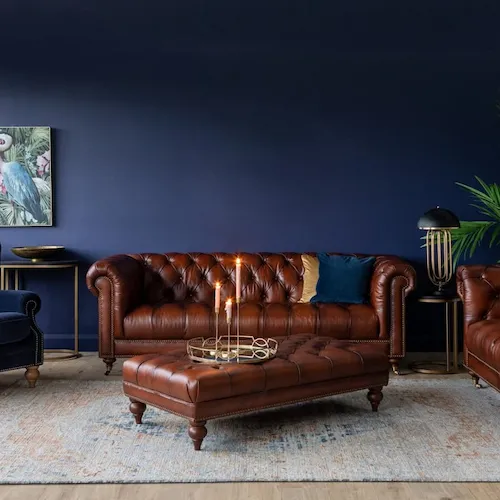 Adare 3.5 seater vintage brown leather sofa from EZ Living Furniture.