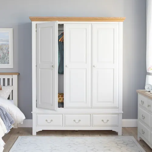 Georgia large three door three drawer wardrobe from EZ Living Furniture.