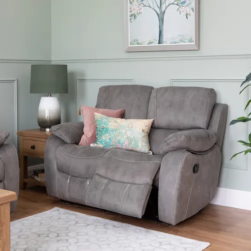 Hannah grey 2 seater reclining sofa from EZ Living Furniture.