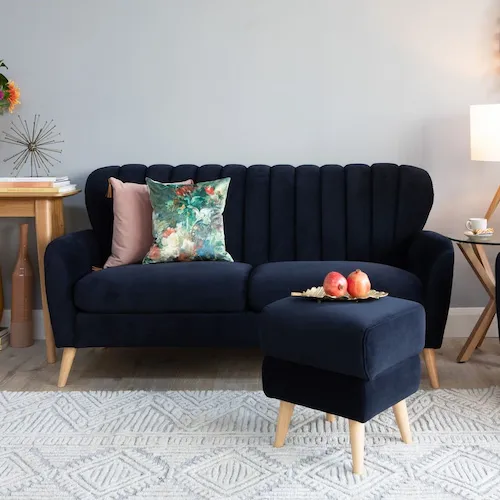 Harper navy velvet sofa from EZ Living Furniture.