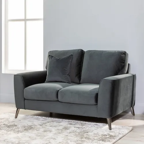Megan 2 seater grey velvet sofa from EZ Living Furniture.