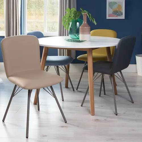 Tia white round dining table from EZ Living Furniture.