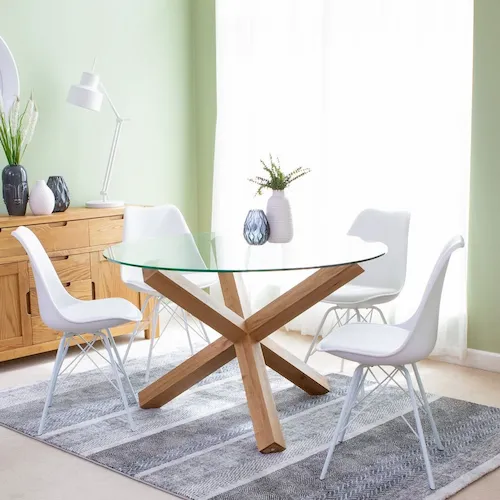 Turin round glass table from EZ Living Furniture.