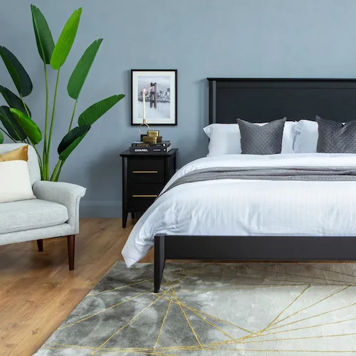 Chevron black oak pine bed frame from EZ Living Furniture.