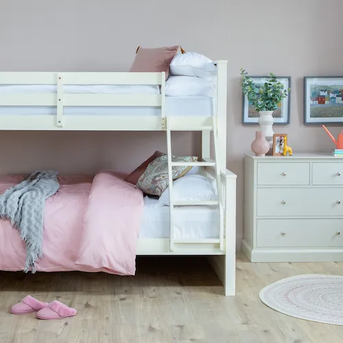Lara off white twin bunk bed from EZ Living Furniture.