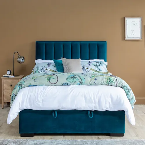 Teal Velvet Ottoman Liberty Bed Frame from EZ Living Furniture.