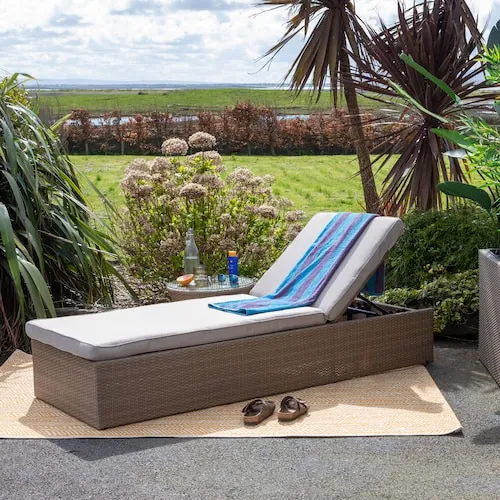 Granada Light Brown Wicker Sun lounger at EZ Living Furniture.