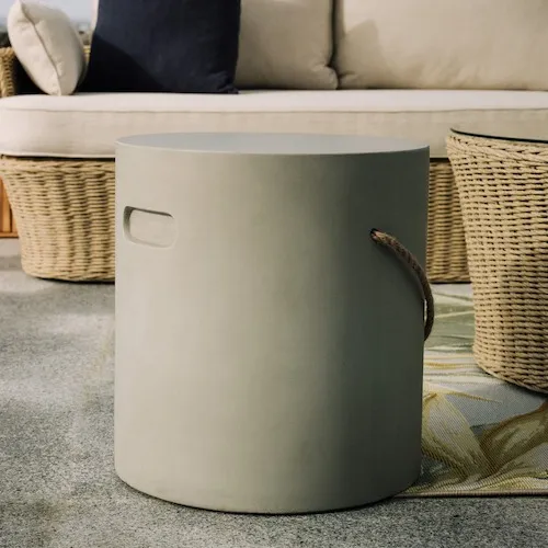 Vigo White Concrete Outdoor Side Table at EZ Living Furniture.