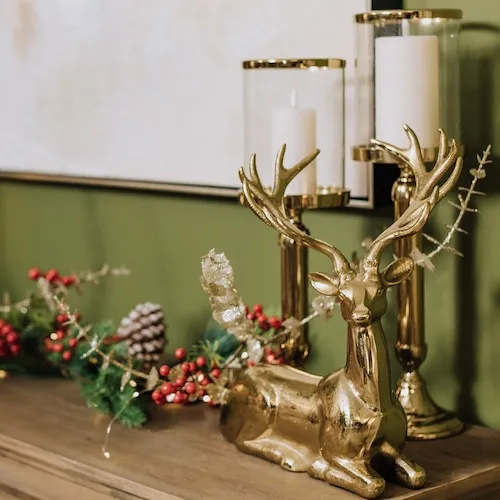 Small/Medium Pillar on Gold Christmas Candle Holders at EZ Living Furniture.