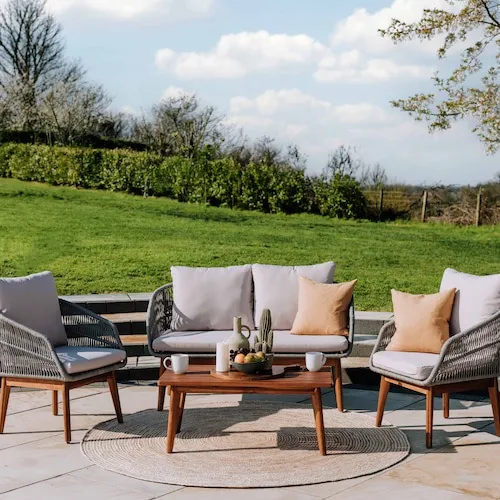 Flores 2 Seater Sofa Armchairs & Table Garden Set at EZ Living Furniture.