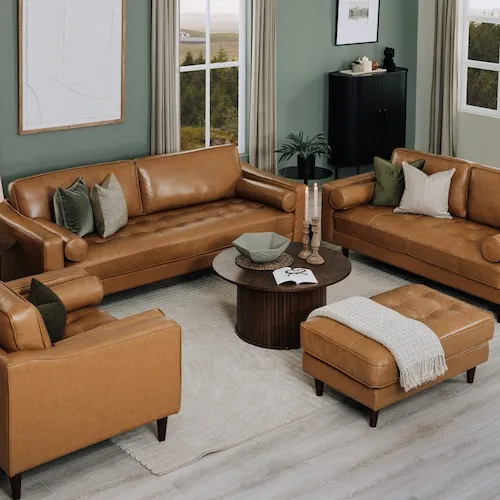 Genoa tan leather furniture range