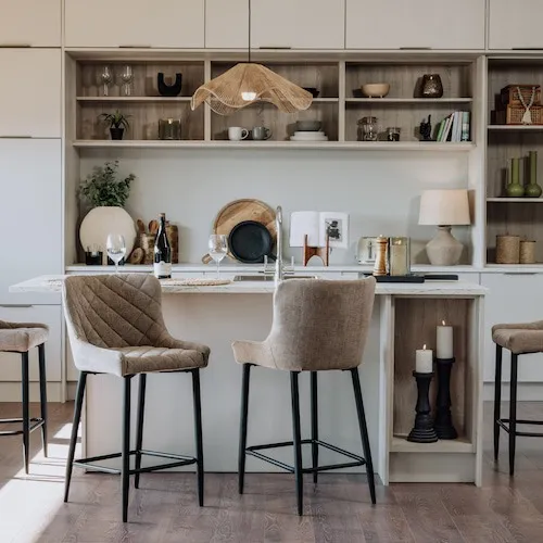 Ottowa Taupe Fabric Bar Stool at EZ Living Furniture.