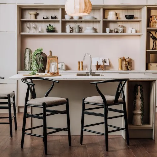 Wishbone Black Counter Bar Stool at EZ Living Furniture.